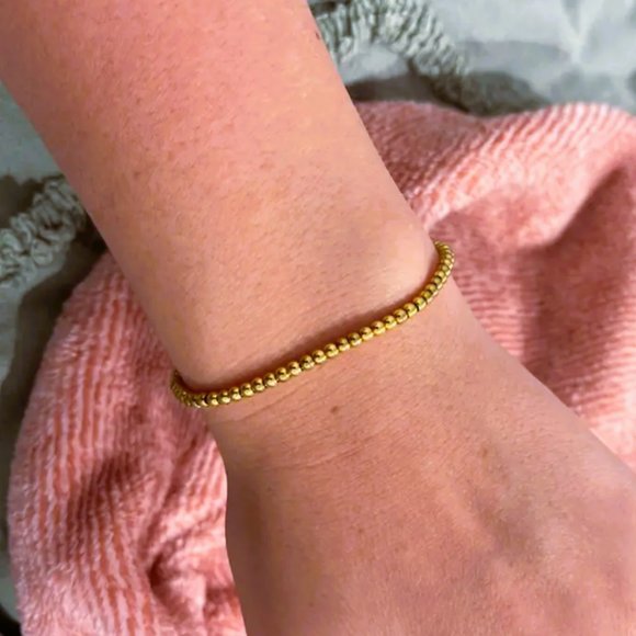 Bundle 2 Gold Beaded Stretch Bracelets EASY to wear WATERPROOF Gold Bracelets - Picture 11 of 14